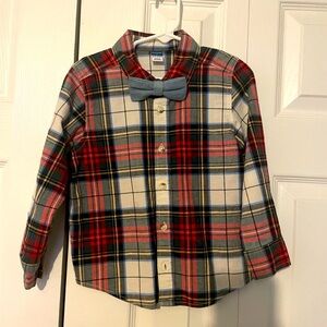 4T plaid button down with bow tie